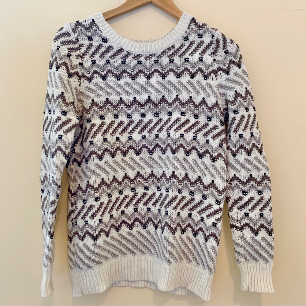 Loft cream fair isle pattern crew neck sweater
